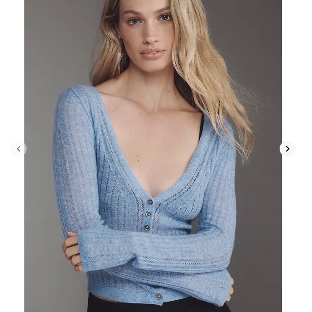 Anthropologie Pilcro Cashmere Blend Pointelle Cardigan Sweater